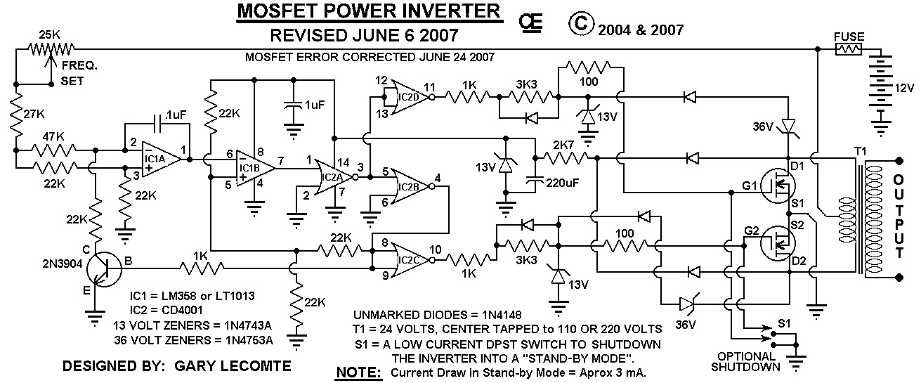 Circuito elettrico di un inverter semplice
