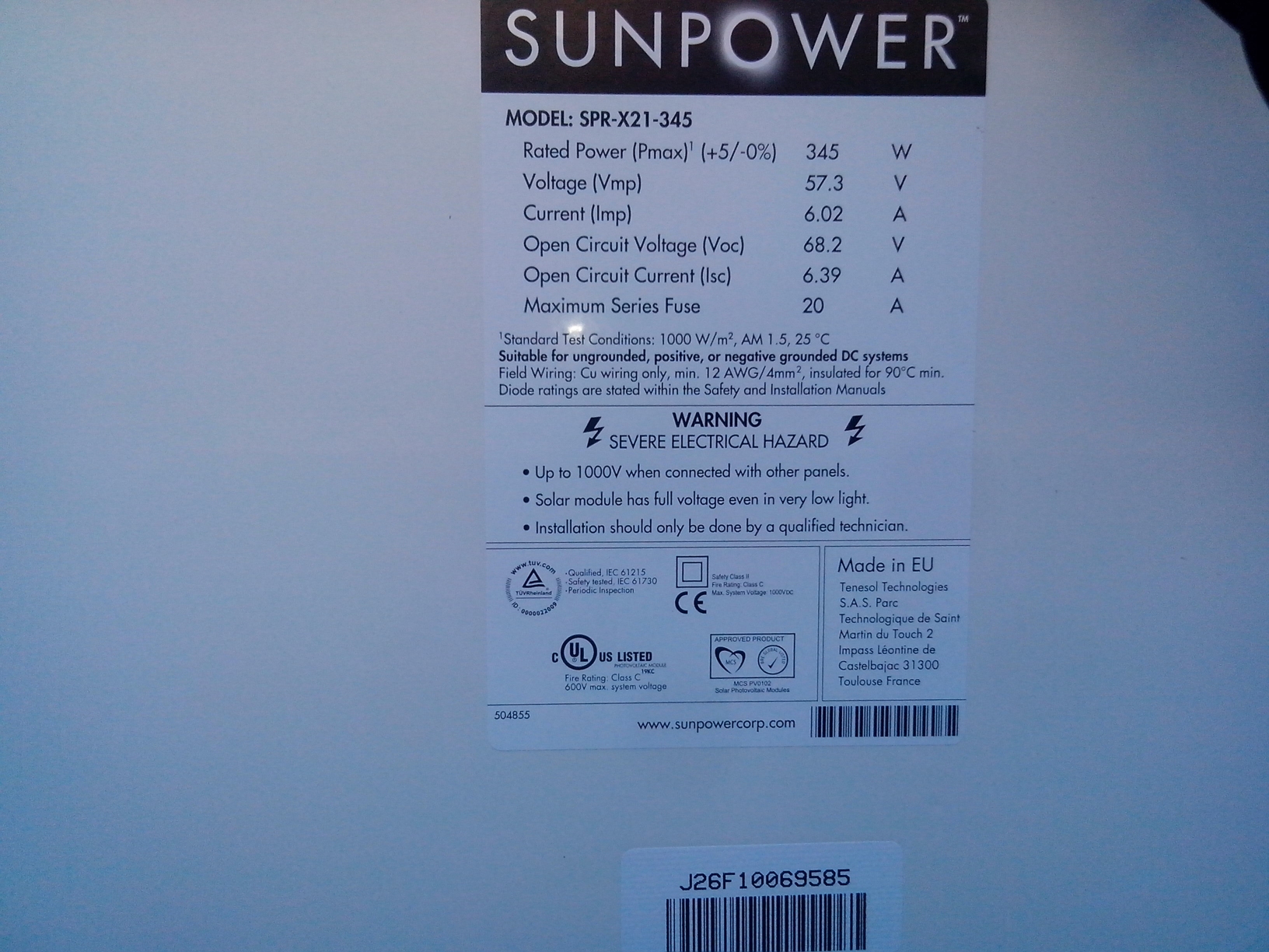 Impianto Fotovoltaico SunPower Lightland X21 Ferrara Emilia Romagna Retro Label